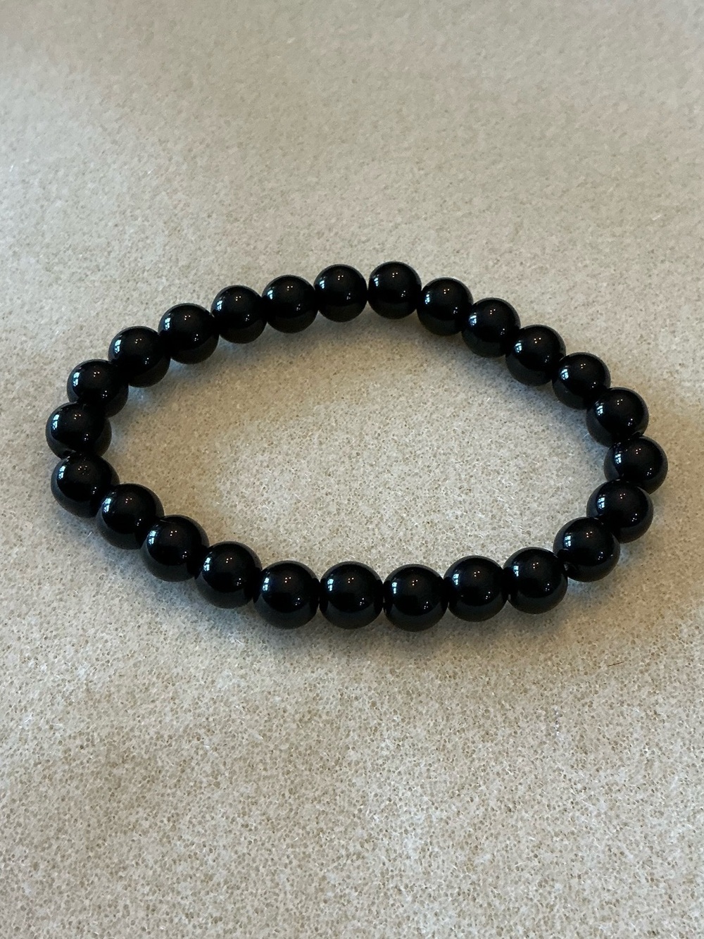 Black Beaded Stretch stone Bracelet  - Classic Minimalist Style